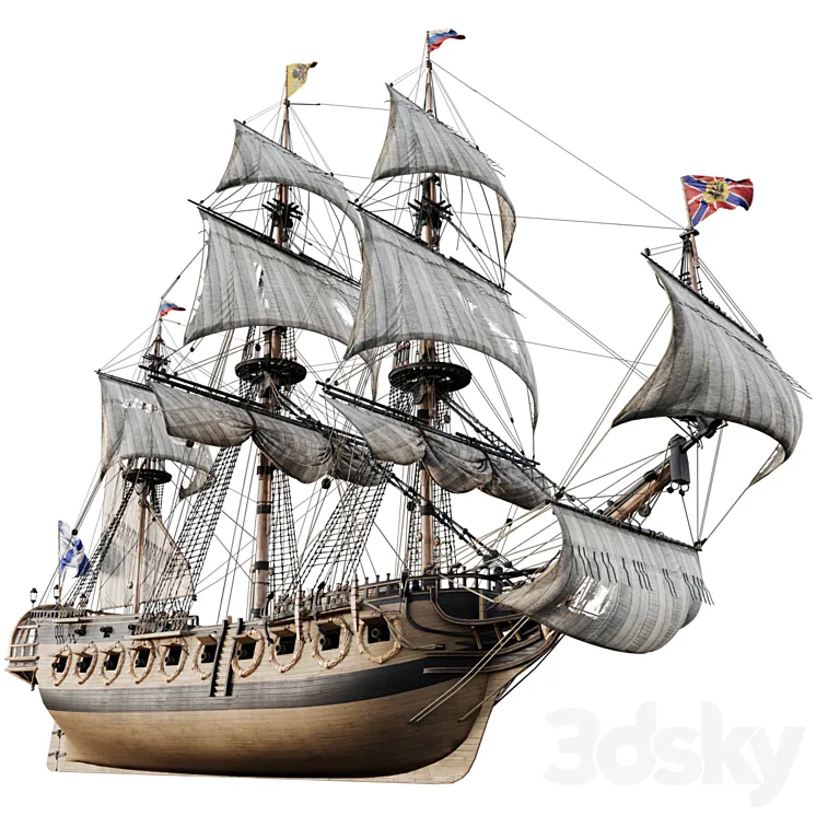 Sailing frigate Oliphant 1705 3DS Max Model