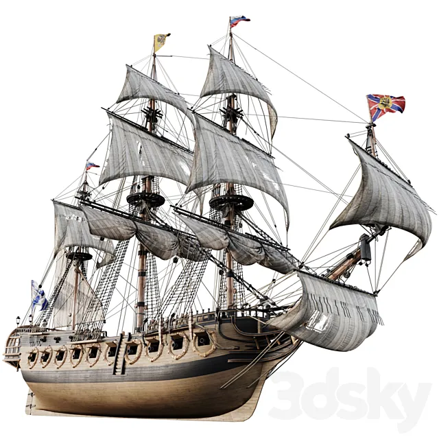 Sailing frigate Oliphant 1705 3DSMax File