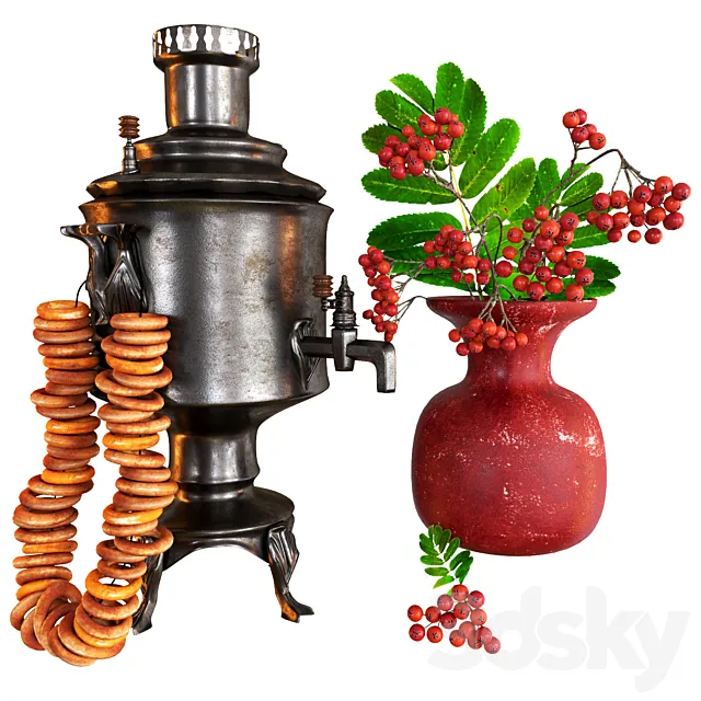 Samovar with bagels 3ds Max