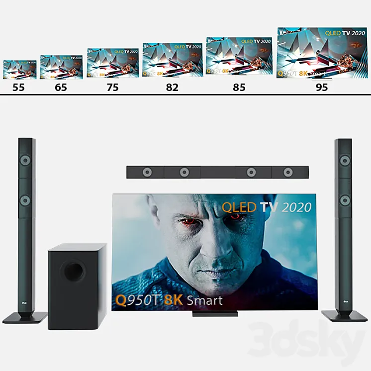 Samsung 85 Q950T 8K Smart QLED TV 2020 \/ Samsung TV system 3DS Max Model