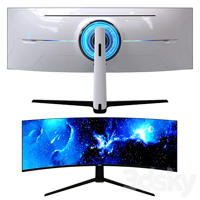 samsung odyssey G9 curved gaming display monitor wide screen 3ds Max