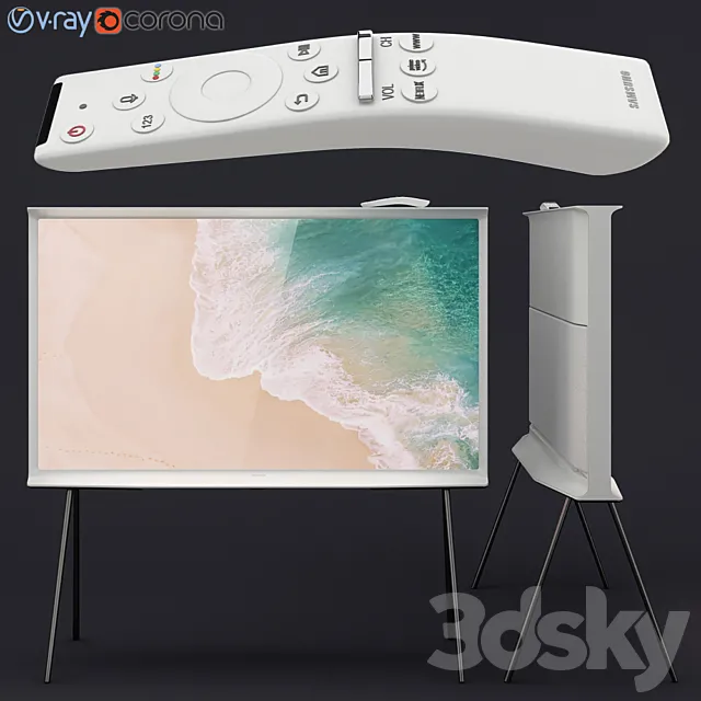 Samsung QLED The Serif TV white 3DS Max Model