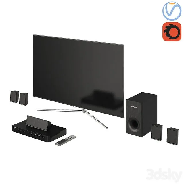 Samsung TV QLED Home Cinema Blu-ray 2 3dsMax Model