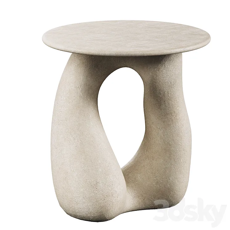 Sandstone Gabrielle Side Table Handsculped by Hermine Bourdin 3DS Max