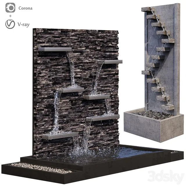 Sandstone wall fountains 3dsMax Model
