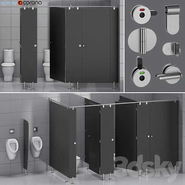 Sanitary partitions for public toilets FunderMax 1 (constructor) 3DS Max Model