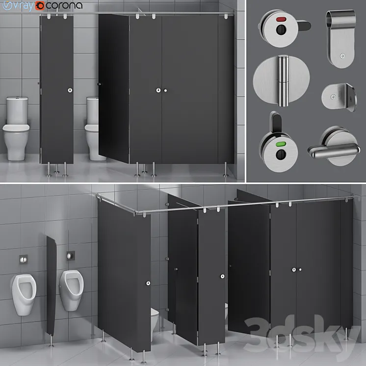 Sanitary partitions for public toilets FunderMax 1 (constructor) 3DS Max Model
