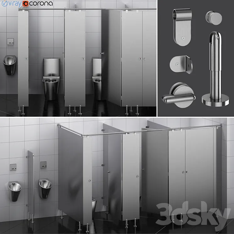 Sanitary partitions for public toilets FunderMax 2 (designer) 3DS Max Model