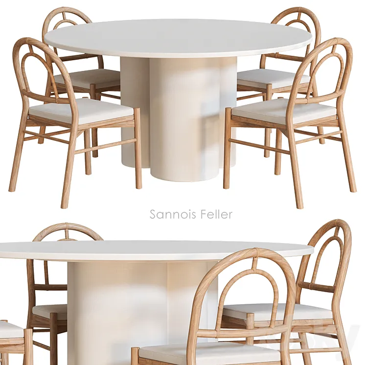 Sannois Feller Dining table and chairs 3DS Max Model