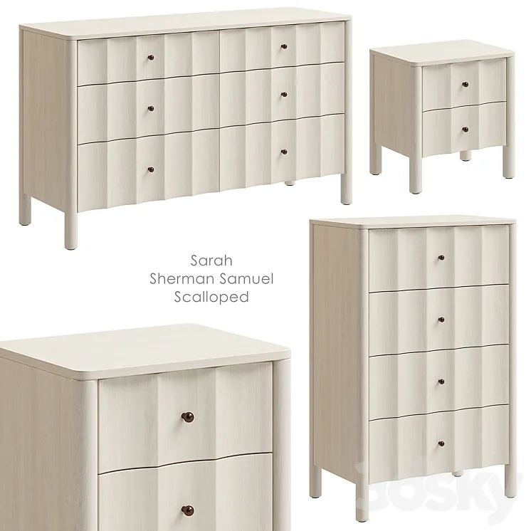 Sarah Sherman Samuel Scalloped Nightstand and chest of drawers West Elm 3DS Max Model