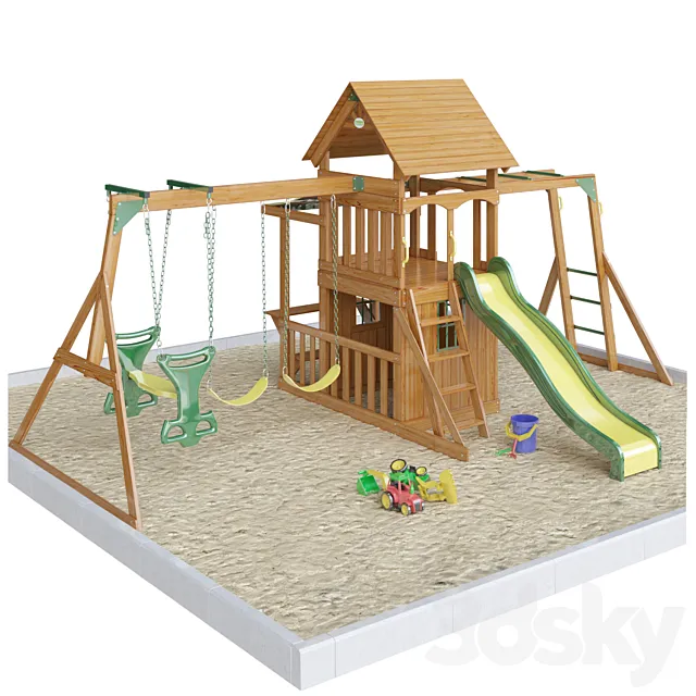 Saratoga Wooden Swing Set 3ds Max