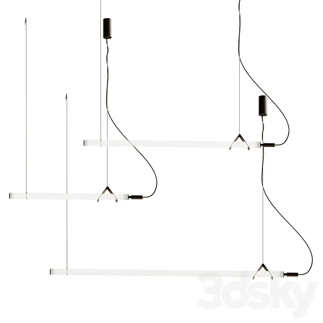 Sasaki Minimalist Linear suspension pendant light 3ds Max