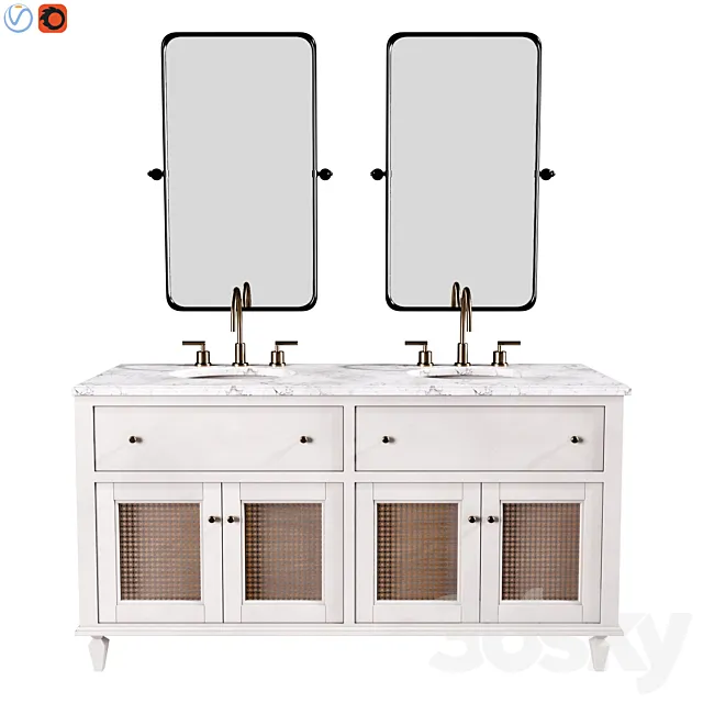 Sausalito 60 Double Sink Bath Vanity 3ds Max