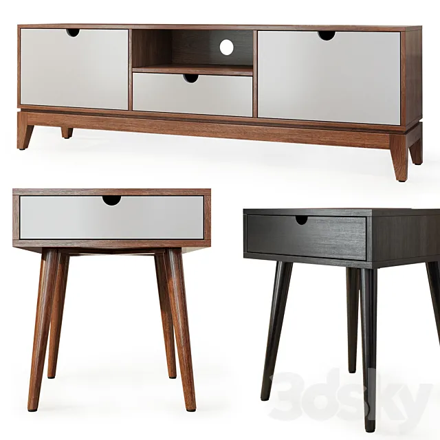 Scandinavia chest of drawers and bedside table. Tvstand nightstand by LuLu 3DS Max Model