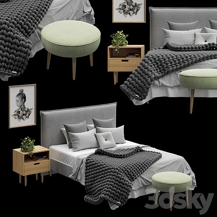 Scandinavian Bedroom Set 02 3DS Max