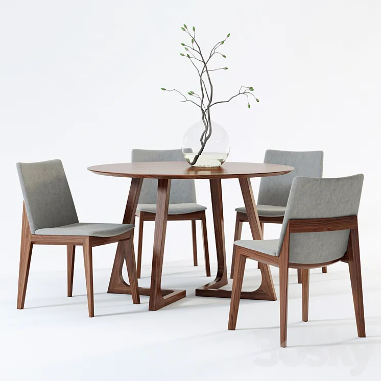 Scandinavian Designs Fuchsia Dining Chair & Cress Round Dining Table 3DS Max