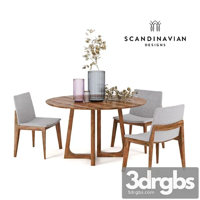 Scandinavian designs fuchsia dining chair & cress round dining table. lyngby porcelain 2 3dsmax Download