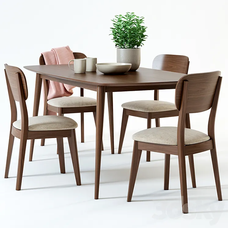 Scandinavian Designs Juneau Dining Table & Juneau Dining Chair 3DS Max
