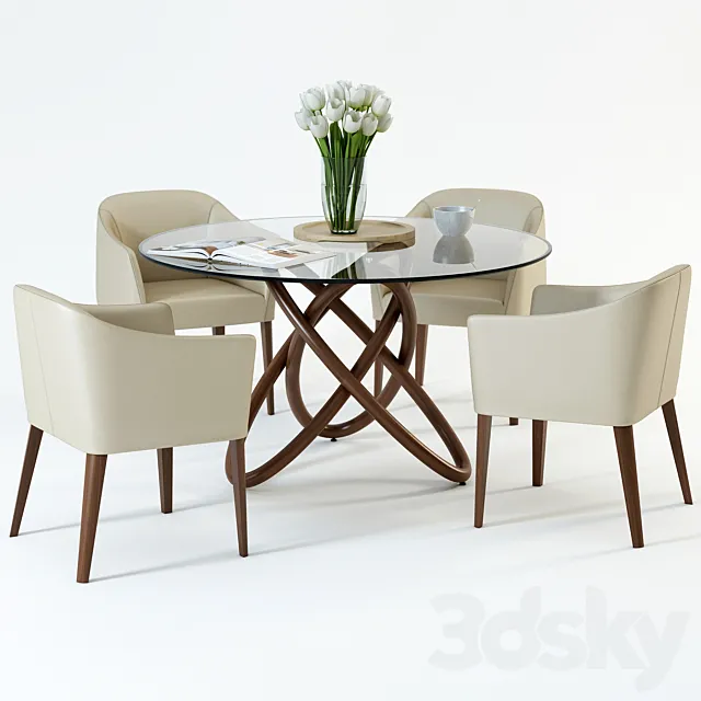 Scandinavian Designs Oleander Dining Table & Lank chair 3DSMax File