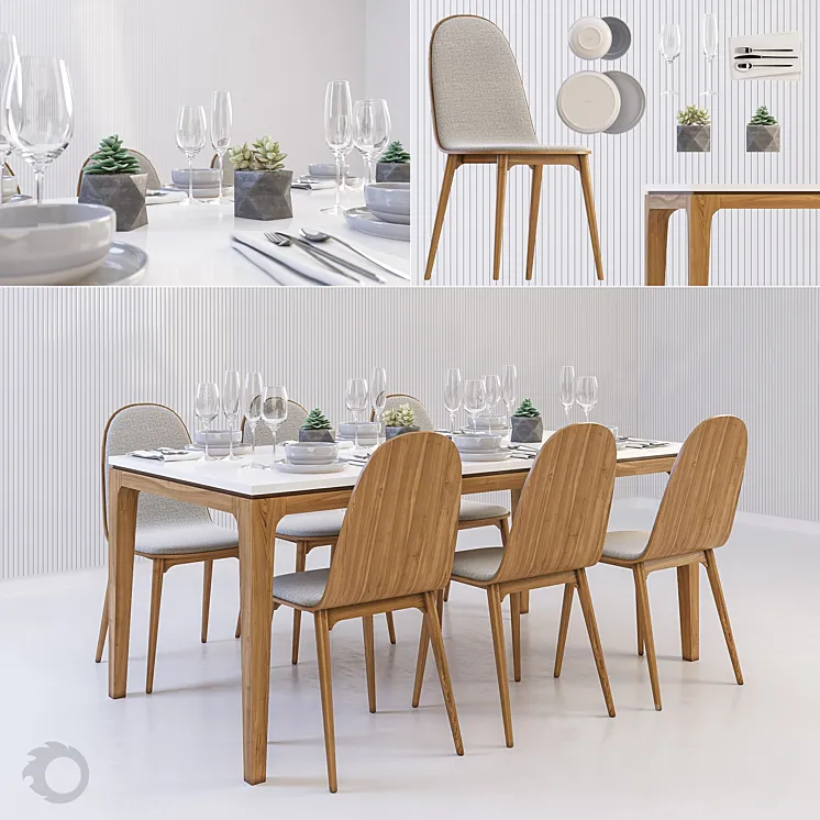 Scandinavian dining set 3DS Max