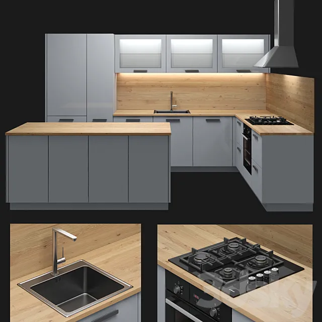 Scandinavian kitchen 3ds Max