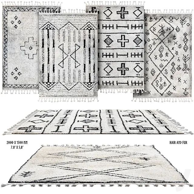 Scandinavian rugs set 3DSMax File