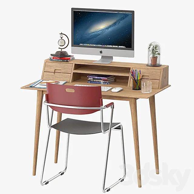 Scandinavian Style Desk 3DS Max Model