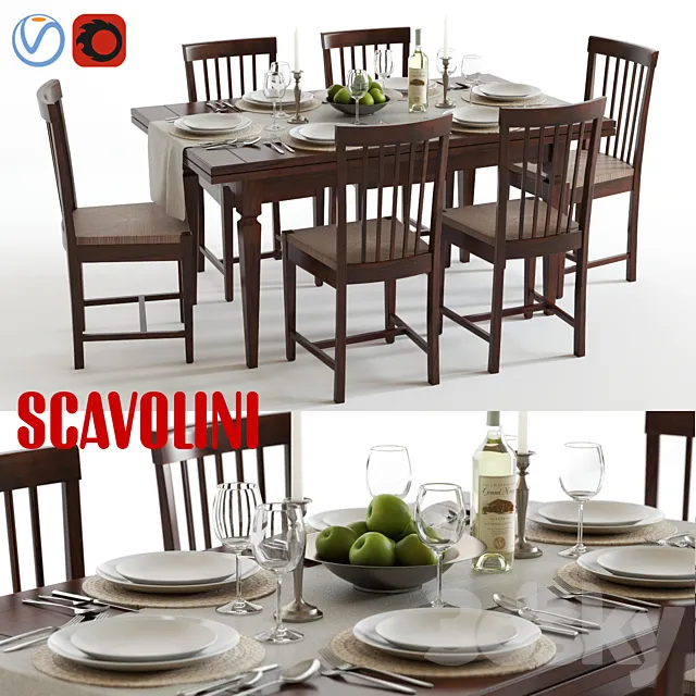 Scavolini Armony Chairs and Table 3DS Max Model