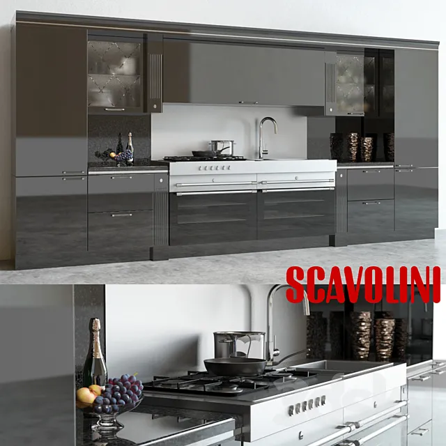 Scavolini Baccarat Kitchen Black 3DSMax File