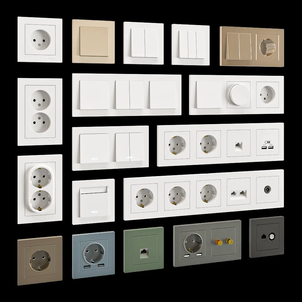 Schneider Electric – Sockets and switches Atlas Design 3ds Max