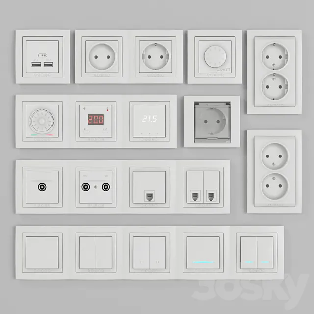 Schneider Electric Unicha sockets and switches 3DSMax File