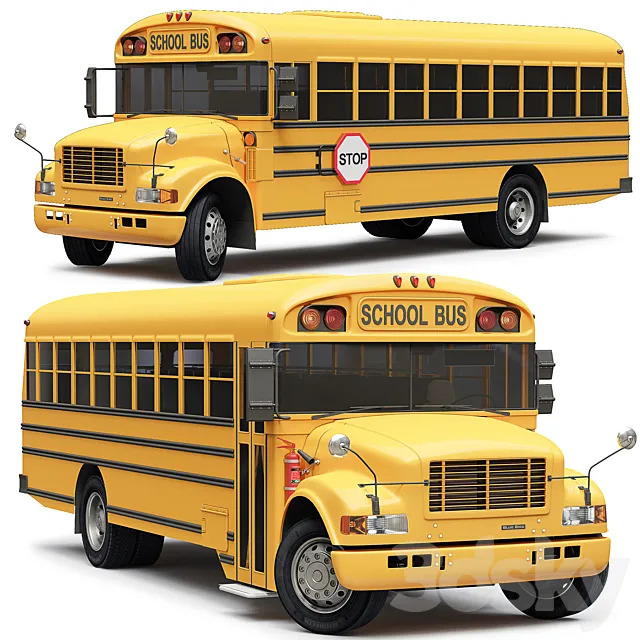 School Bus Blue Bird 3DS Max Model