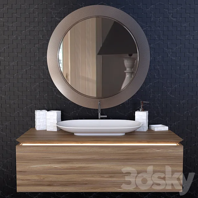 Schwarz Weiß Mosaik Badezimmer Set 3DS Max Model