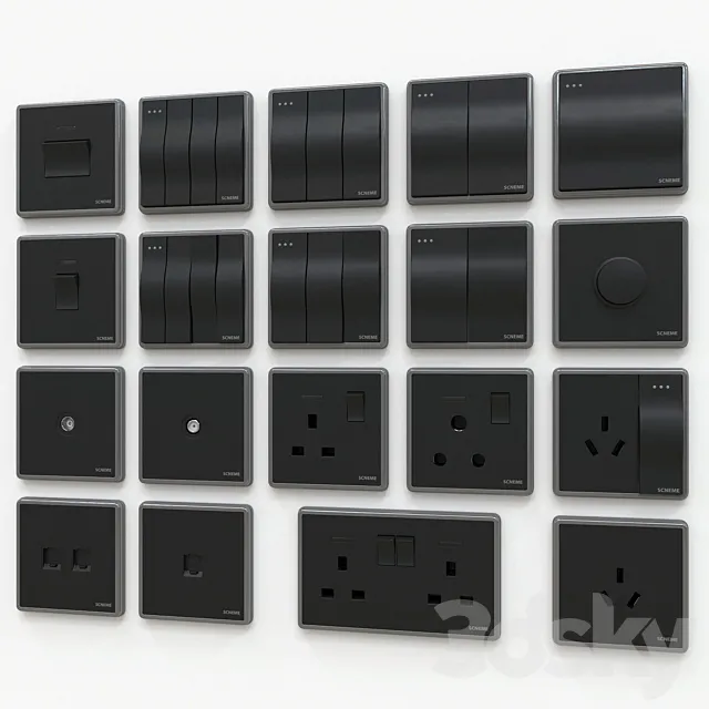 Scneme wall switches & sockets 3DSMax File