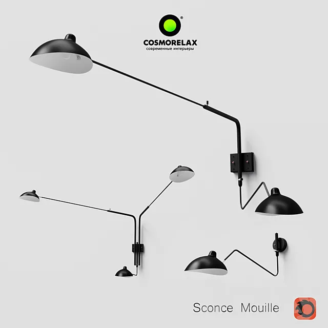 Sconce Mouille for 1. 2 and 3 lamps 3DSMax File