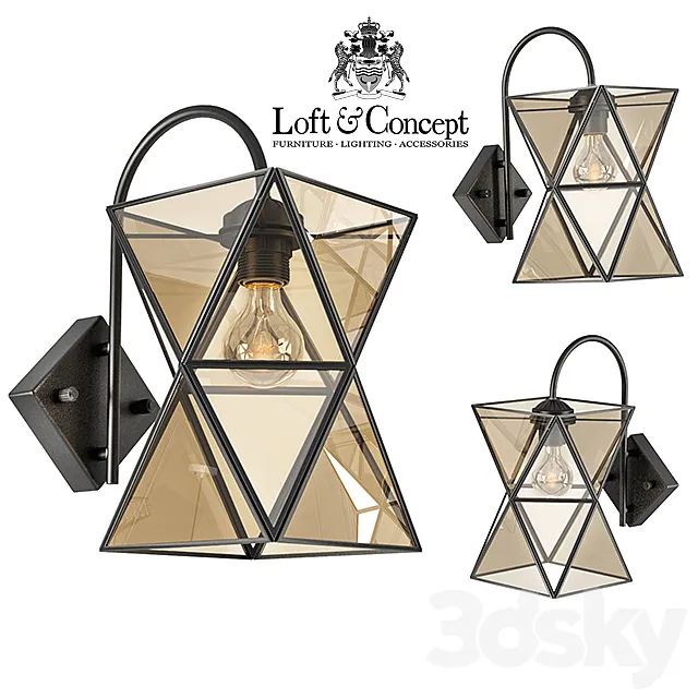 Sconce PolyPyramid Glass Bra Cognac 3DSMax File