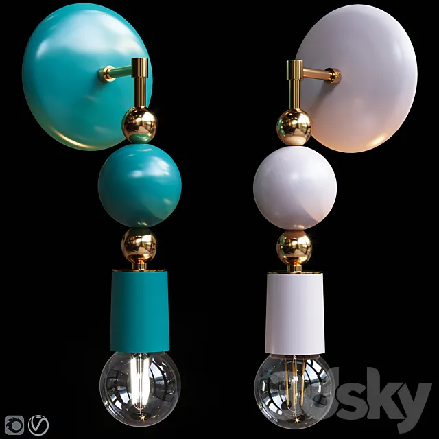 Sconce Sphere Emerald and Blush 3ds Max