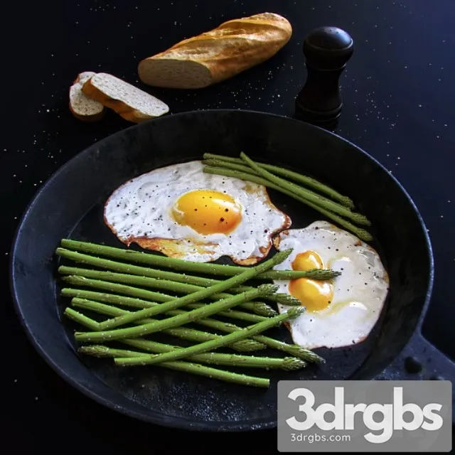 Scrambled eggs with asparagus 3dsmax Download