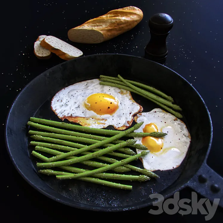 Scrambled eggs with asparagus 3DS Max