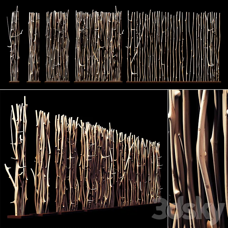 Screen branch clear decor n1 \/ Screen of peeled branches for decor # 1 3DS Max