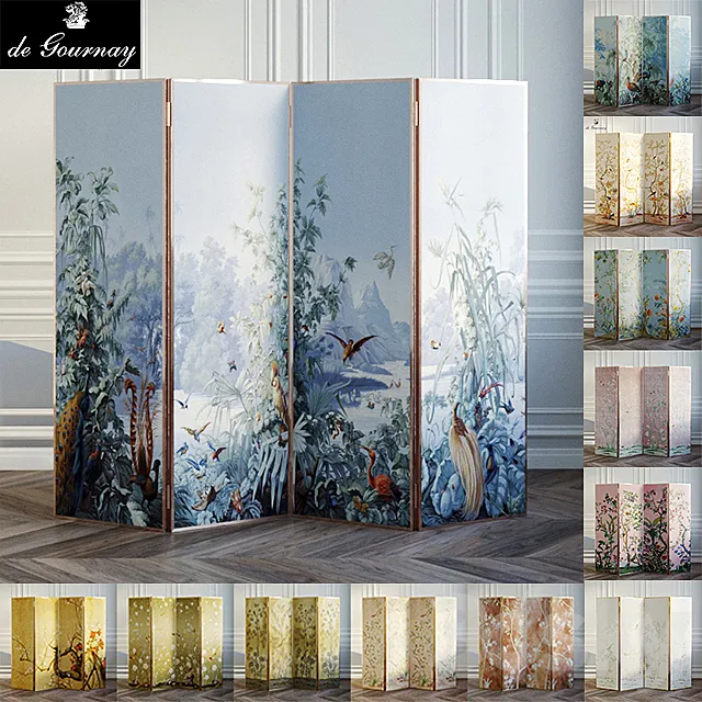 Screen covers with wallpaper De Gournay 3DSMax File