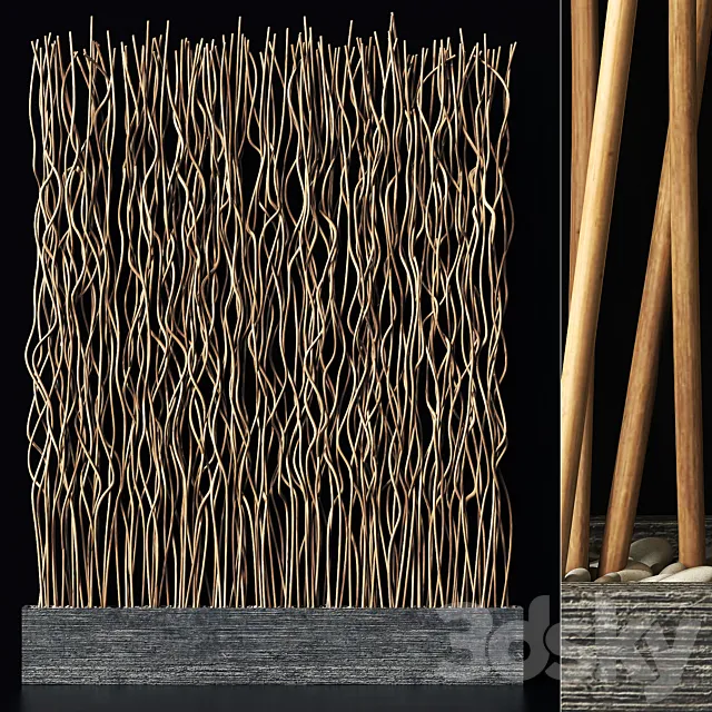 Screen wood branch thin wave n1 _ Screen of thin wavy branches No. 1 3ds Max