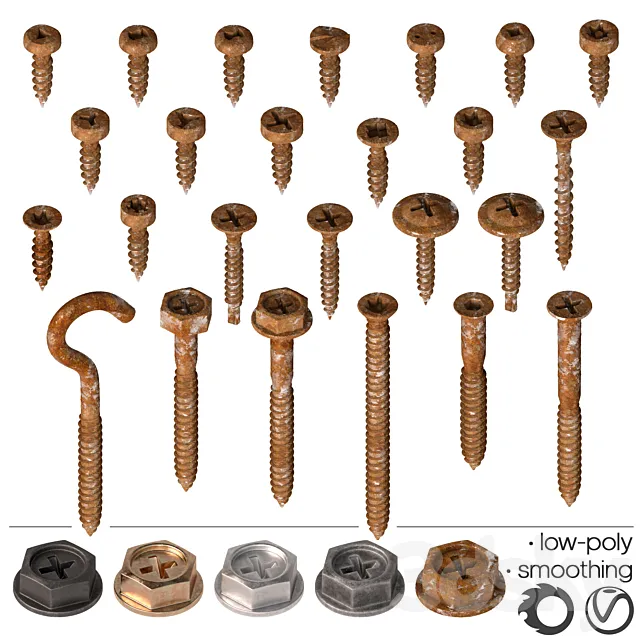 Screws self-tapping screws – Set-3 3DS Max Model