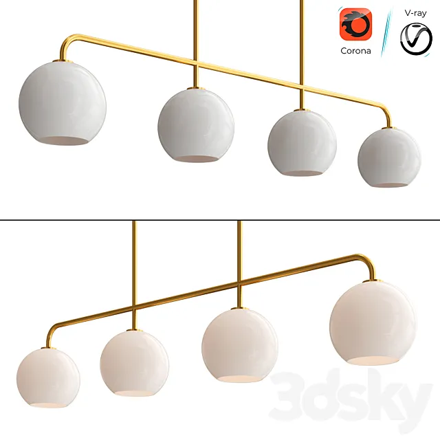 Sculptural 4-Light Globe Pendant – Milk 3ds Max