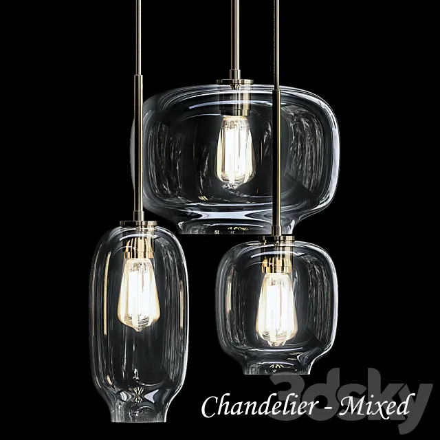 Sculptural Glass 3-Light Multi Chandelier 3DSMax File