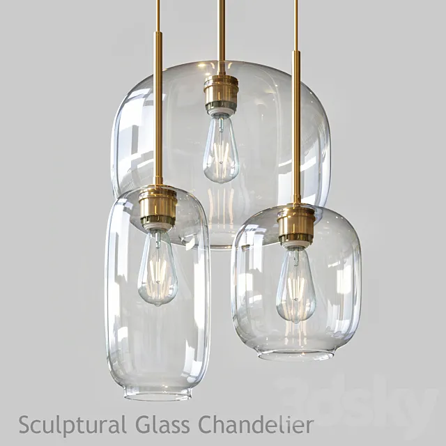Sculptural glass chandelier 3ds Max