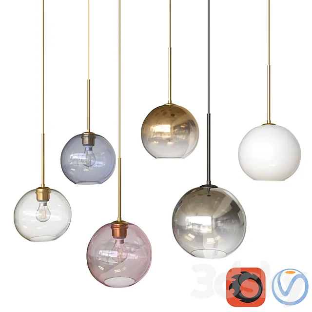 Sculptural Glass Globe Pendant small 3DS Max Model