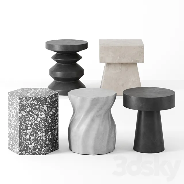 Sculptural side tables 3ds Max