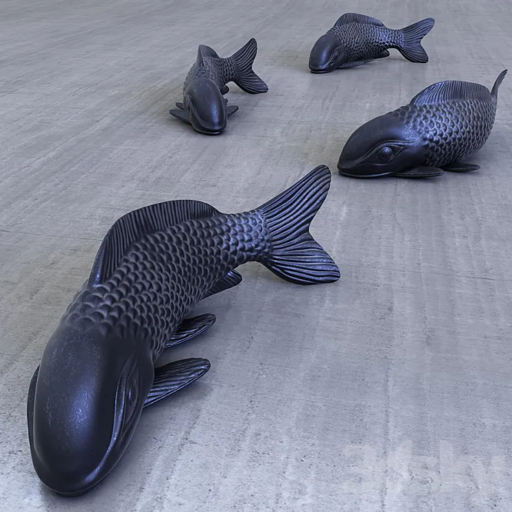 Sculpture fish carp 3DS Max