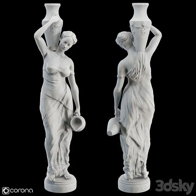 Sculpture statue of a girl with a jug 3dsMax Model